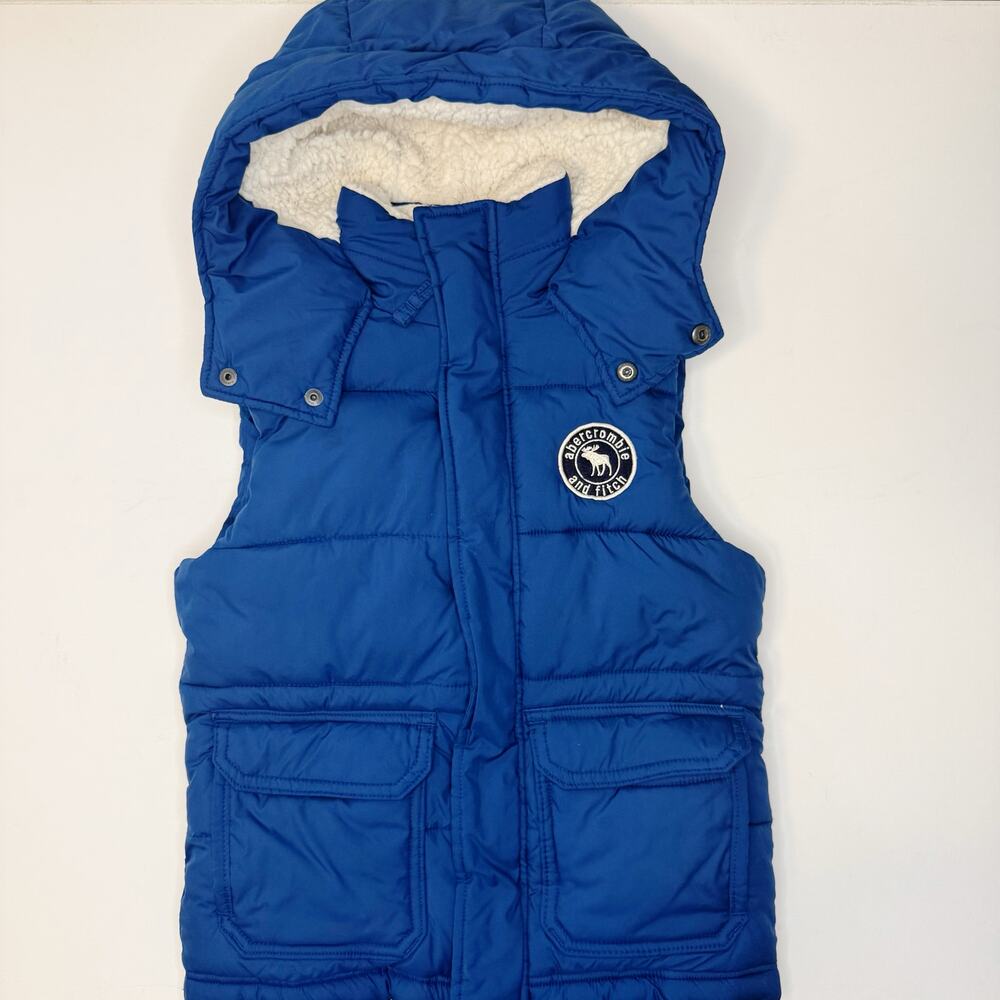 Abercrombie Kids Blue Puffy Vest With Hood Size Medium